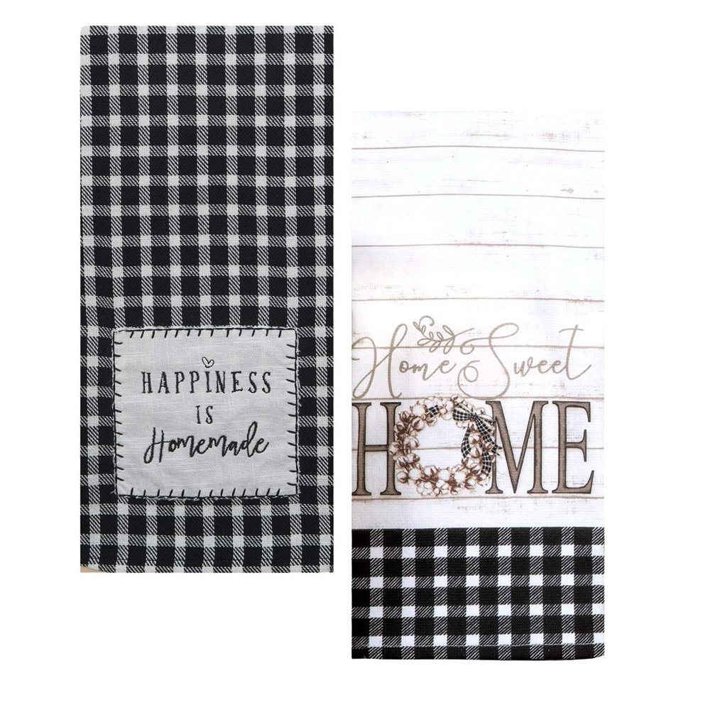 Kay Dee Designs Black and White Plaid Farmhouse Kitchen Dish Towel Set